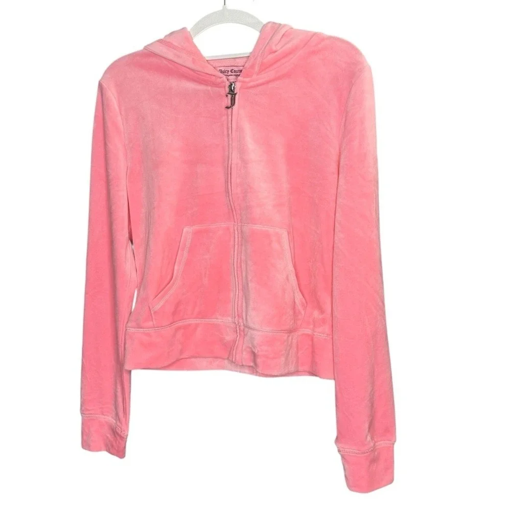 Juicy Couture Bling Velour Tracksuit Hoodie Shorts Set Flamingo Pink L NWT